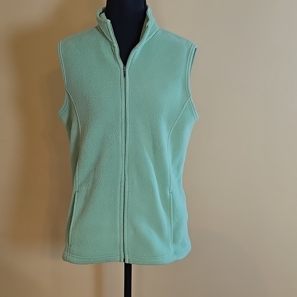 L.L. Bean Mint Green Fleece Vest M - Picture 2 of 5